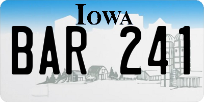 IA license plate BAR241
