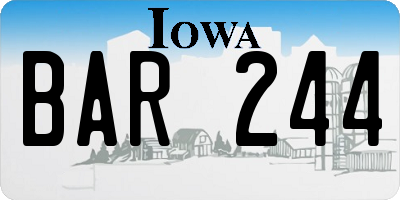 IA license plate BAR244
