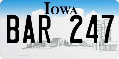 IA license plate BAR247
