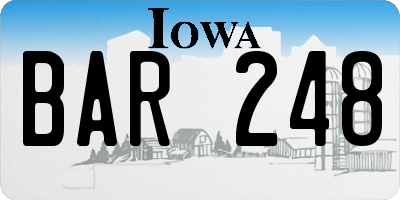 IA license plate BAR248