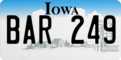 IA license plate BAR249