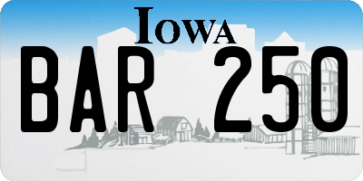 IA license plate BAR250