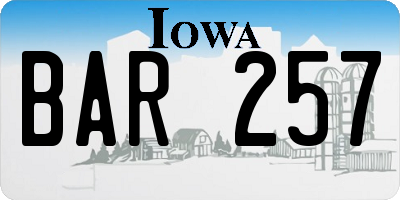 IA license plate BAR257