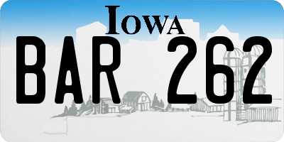 IA license plate BAR262