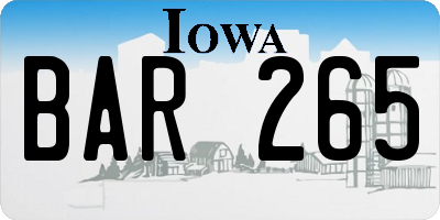 IA license plate BAR265