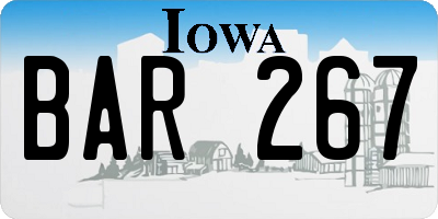 IA license plate BAR267