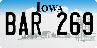 IA license plate BAR269