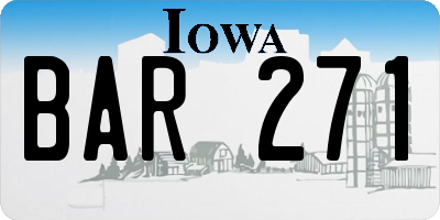 IA license plate BAR271