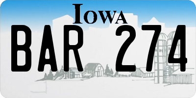 IA license plate BAR274