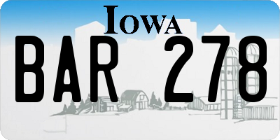 IA license plate BAR278