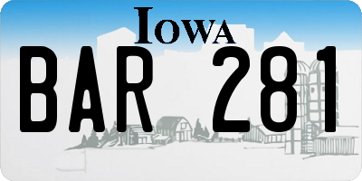 IA license plate BAR281