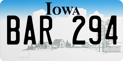 IA license plate BAR294