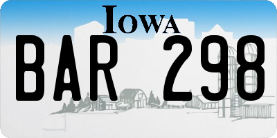 IA license plate BAR298