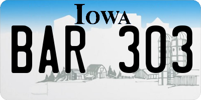 IA license plate BAR303