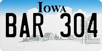IA license plate BAR304