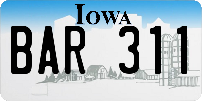 IA license plate BAR311