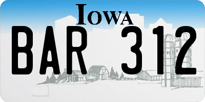 IA license plate BAR312