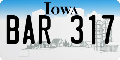 IA license plate BAR317