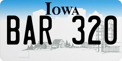 IA license plate BAR320