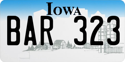 IA license plate BAR323