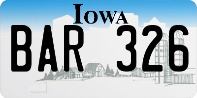 IA license plate BAR326
