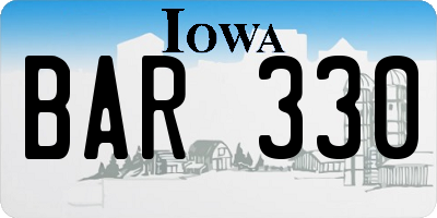 IA license plate BAR330
