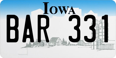 IA license plate BAR331