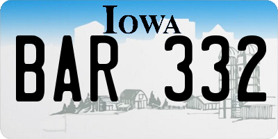 IA license plate BAR332