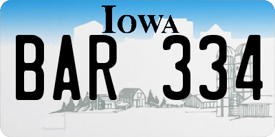 IA license plate BAR334