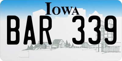 IA license plate BAR339