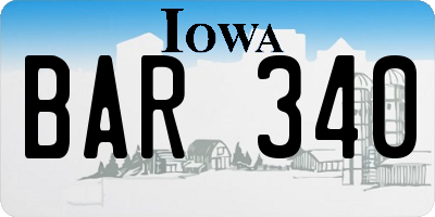 IA license plate BAR340