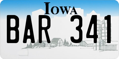 IA license plate BAR341