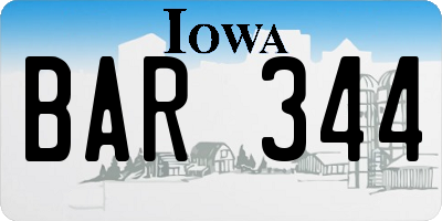 IA license plate BAR344