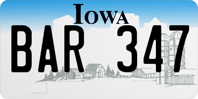 IA license plate BAR347