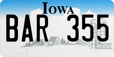 IA license plate BAR355