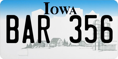 IA license plate BAR356