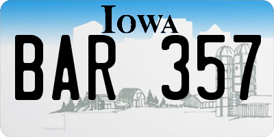 IA license plate BAR357