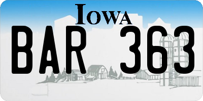 IA license plate BAR363