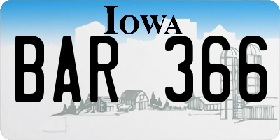 IA license plate BAR366