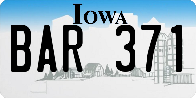 IA license plate BAR371