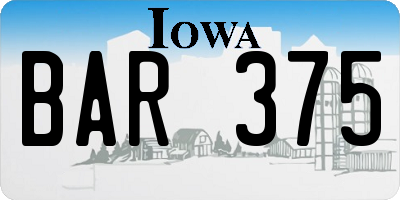 IA license plate BAR375