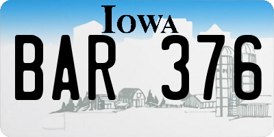 IA license plate BAR376