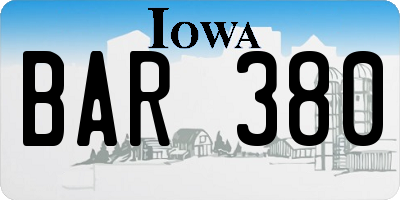 IA license plate BAR380