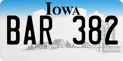 IA license plate BAR382