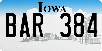 IA license plate BAR384