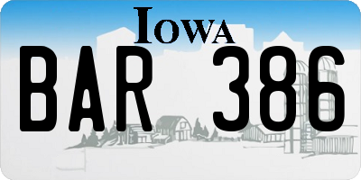 IA license plate BAR386