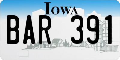 IA license plate BAR391