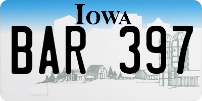 IA license plate BAR397