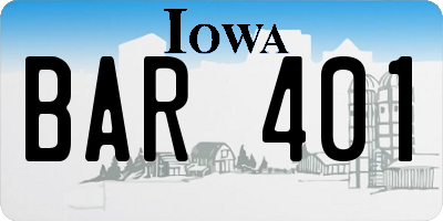 IA license plate BAR401