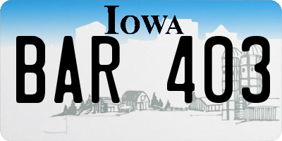 IA license plate BAR403